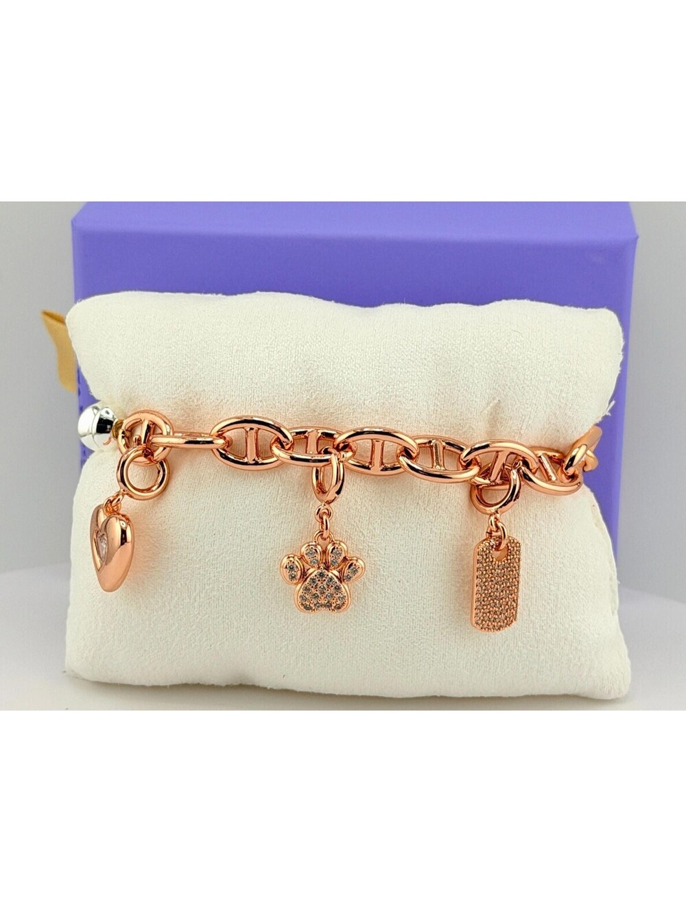 Bomb Party Charmelier Charm Bracelet "A Furry Soulmate" Paw Print Heart Dog Tag